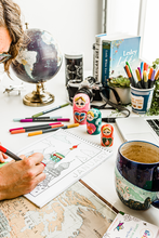 Load image into Gallery viewer, Travel the World 12 Month Color By Day Adult's Coloring Book