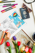 Load image into Gallery viewer, Travel the World 12 Month Color By Day Adult's Coloring Book