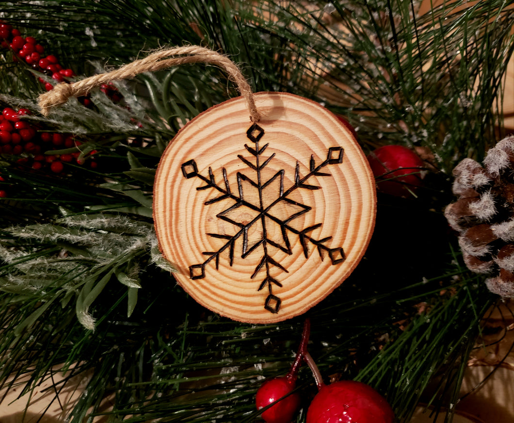 Snowflake Wood Ornament #5