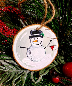 Snowman Love Wood Ornament